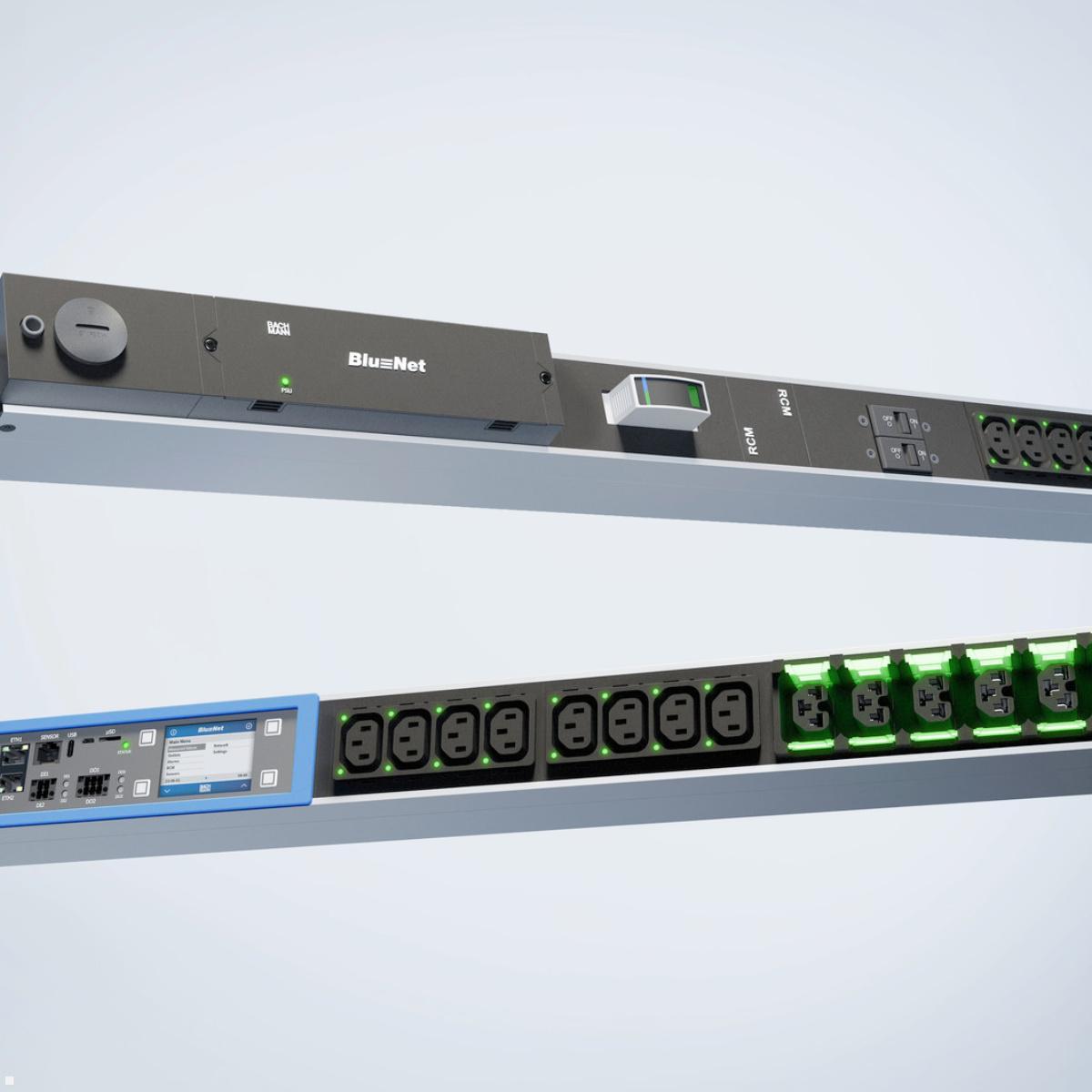 Bachmann BN PRO S Switched RCM - 16A Rack PDU mit 24xCombo, 3,0m CEE 16A/3p (BM0024769), Stromverteiler 19 Zoll